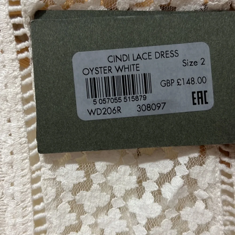 NEW • All Saints • Cindi Lace Mini Dress Oyster White 2 Womens - Picture 5 of 5